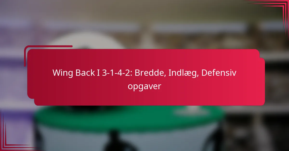 Read more about the article Wing Back I 3-1-4-2: Bredde, Indlæg, Defensiv opgaver