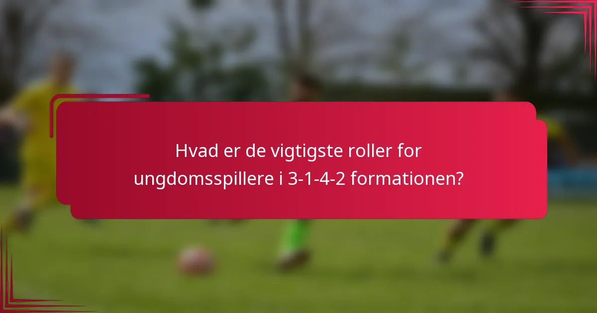 Hvad er de vigtigste roller for ungdomsspillere i 3-1-4-2 formationen?