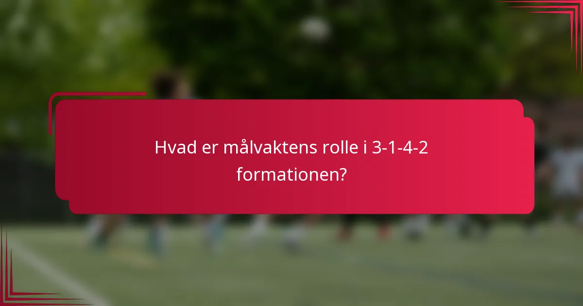 Hvad er målvaktens rolle i 3-1-4-2 formationen?