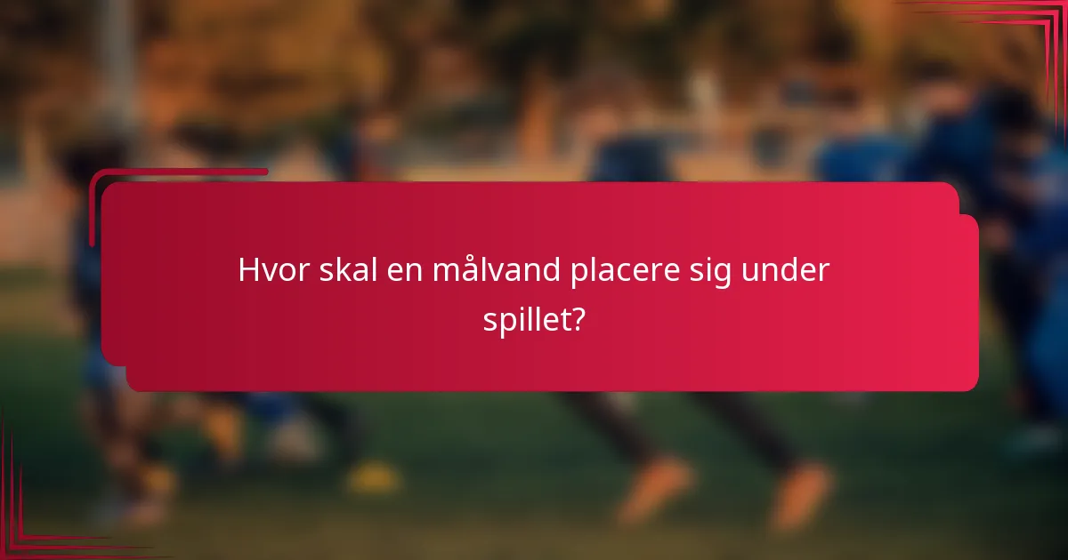 Hvor skal en målvand placere sig under spillet?