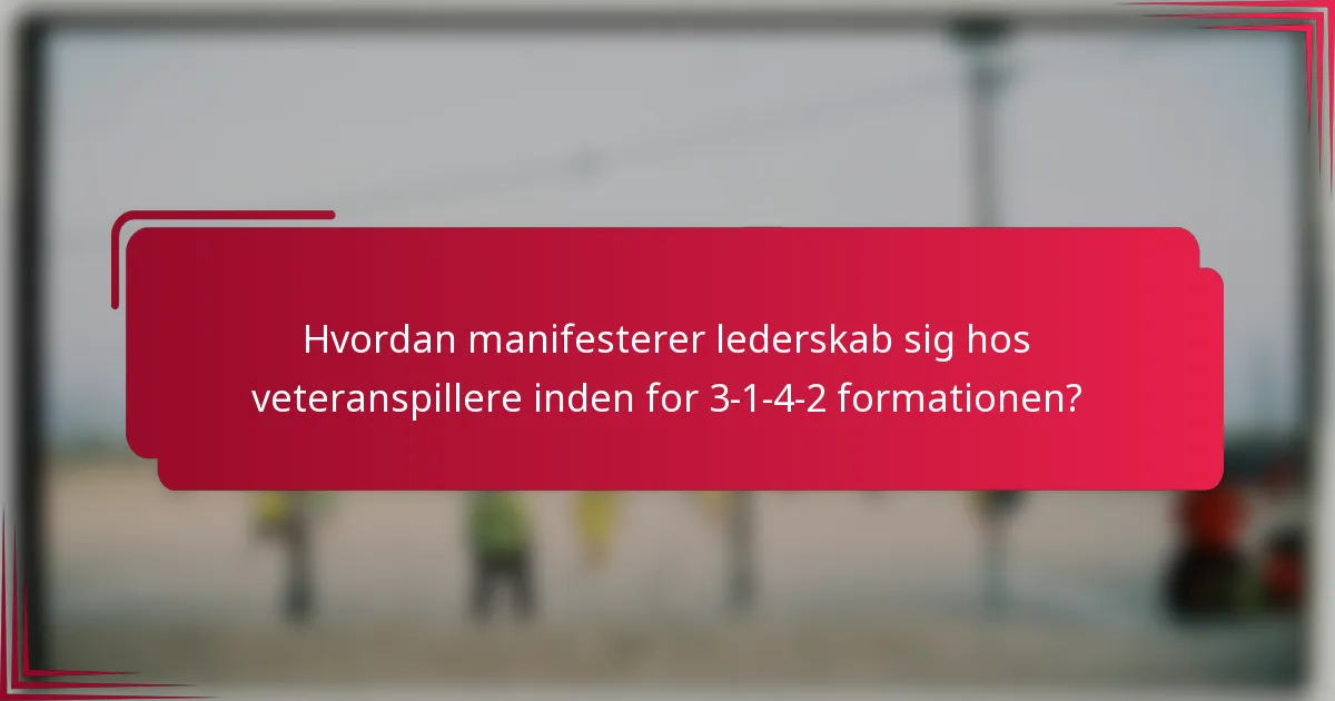 Hvordan manifesterer lederskab sig hos veteranspillere inden for 3-1-4-2 formationen?